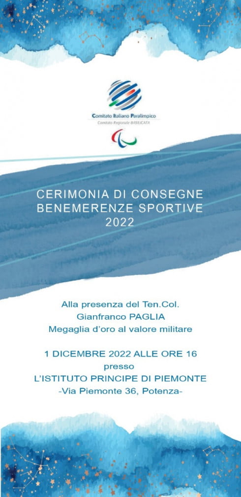 cerimonia consegna benemerenze sportive 2022 – cip basilicata