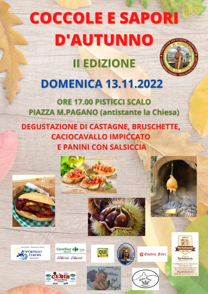 PISTICCI SCALO. Domenica 13 Novembre, "COCCOLE E SAPORI D'AUTUNNO" alla Parrocchia S. Giuseppe Lavoratore.