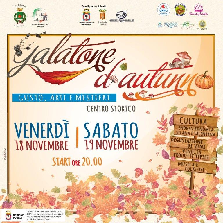 <strong>“galatone d’autunno - gusto, arti e mestieri”:due giorni all’insegna di suoni, sapori e profumi</strong>