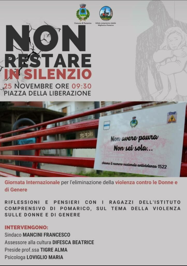 25 novembre 2022. a pisticci scalo e pomarico due iniziative per la giornata contro la violenza sulle donne 2 whatsapp image 2022 11 24 at 21.18.26 radio laser news matera potenza puglia basilicata