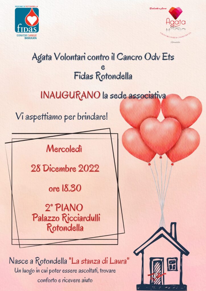 A Rotondella si inaugura la sede Fidas-Agata: il 28 dicembre il taglio del nastro