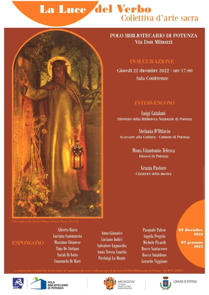 Sarà inaugurata <strong>giovedì 22 dicembre alle ore 17:00</strong>, nella Sala Conferenze del Polo Bibliotecario di Potenza in via don Minozzi, la mostra di arte sacra <strong>“La Luce del Verbo”</strong> dedicata alla figura di Gesù.