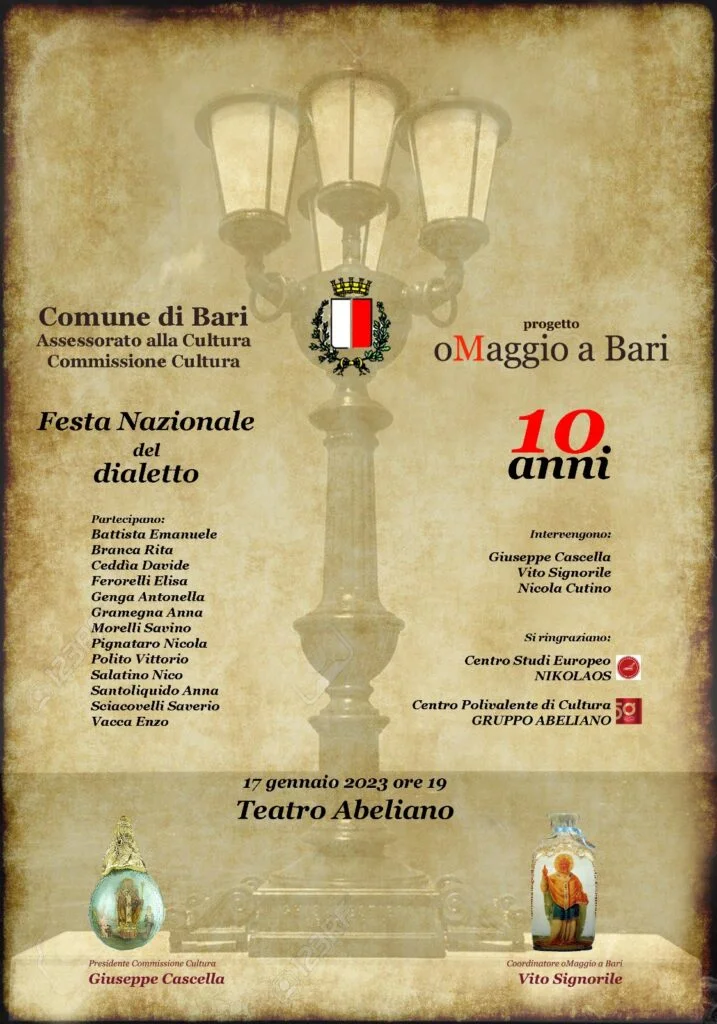 TORNA MARTEDÌ 17 GENNAIO AL TEATRO ABELIANO LA FESTA DEL DIALETTO BARESE
