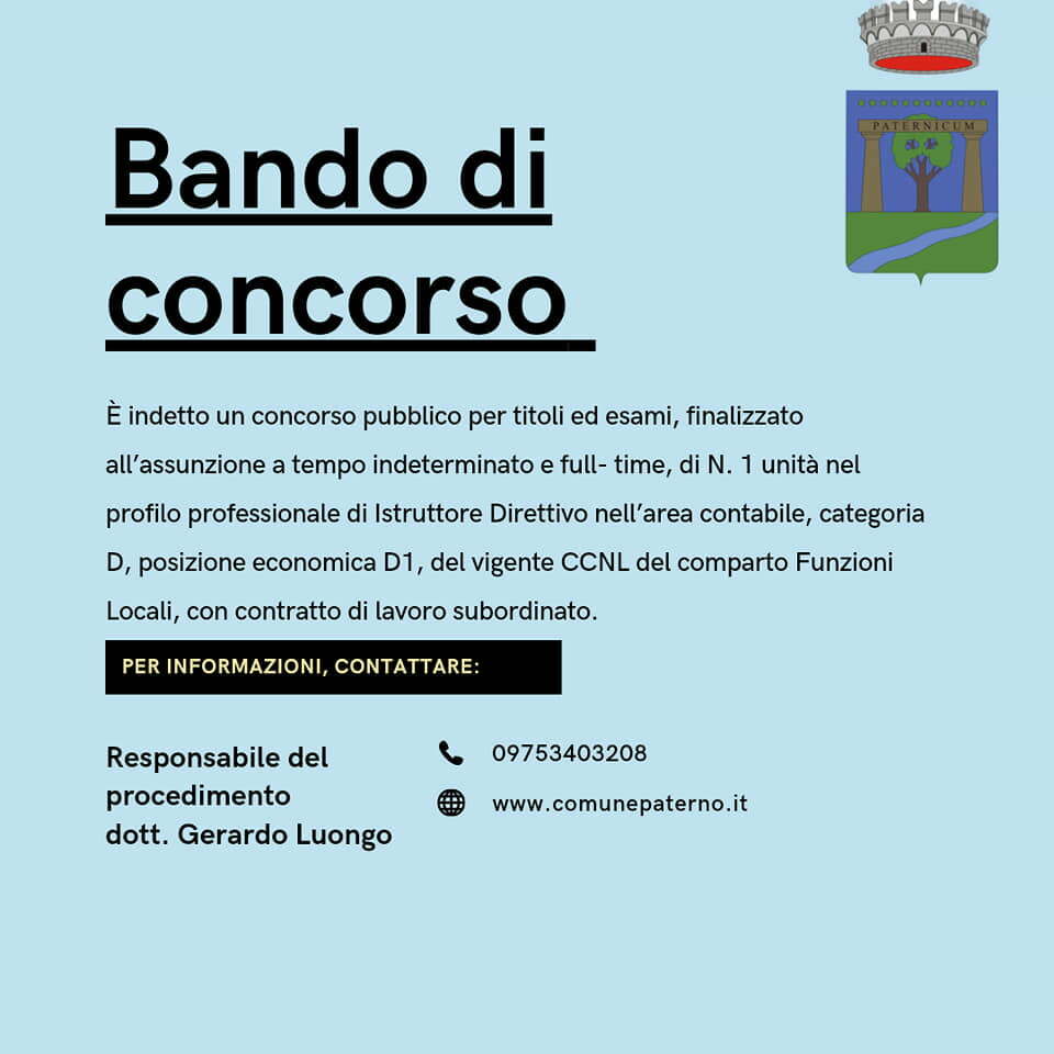 <strong>a paterno prende il via la stagione dei concorsi.</strong> 1 card 2 1 radio laser news matera potenza puglia basilicata