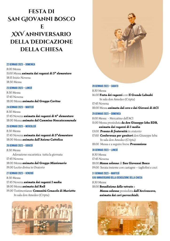 marconia: festa di s.giovanni bosco - xxv° anniversario dedicazione della chiesa - 22-31 gennaio 2023 1 whatsapp image 2023 01 22 at 13.34.37 radio laser news matera potenza puglia basilicata