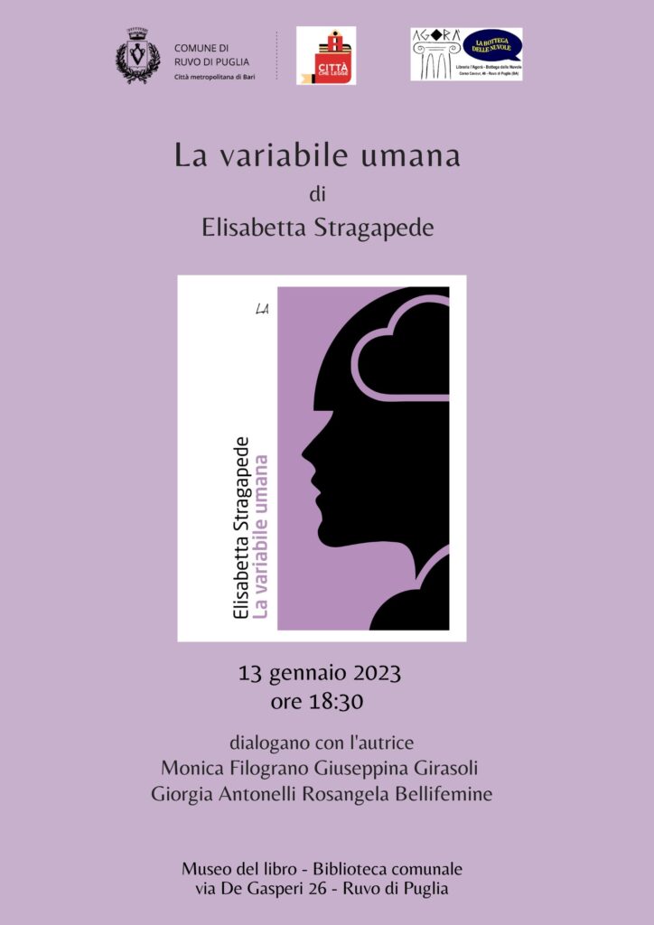 VENERDÌ 13 A PALAZZO CAPUTI PRESENTAZIONE DEL LIBRO ‘LA VARABILE UMANA’ DI ELISABETTA STRAGAPEDE