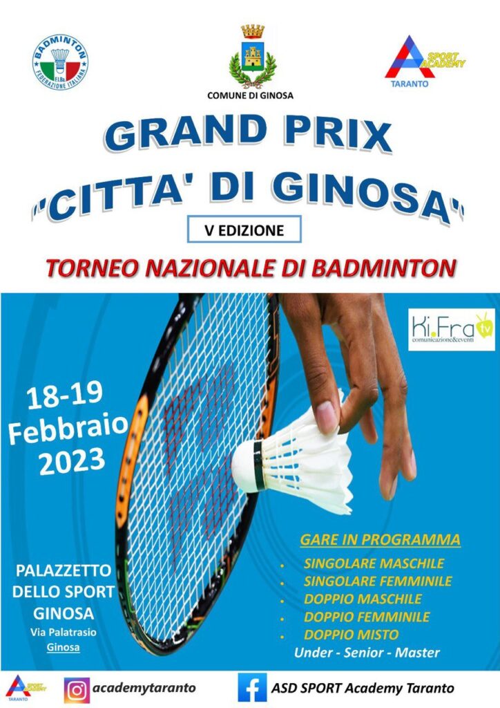 <strong>GINOSA, TUTTO PRONTO PER LA 5^ EDIZIONE DEL TORNEO NAZIONALE GRAN PRIX DI BADMINTON</strong>