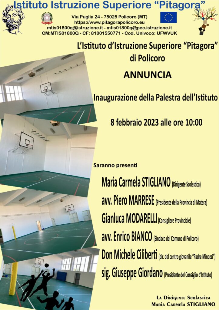 <strong>policoro, l’8 febbraio l’inaugurazione della palestra dell’iis pitagora. il presidente della provincia di matera, piero marrese: “ennesimo obiettivo centrato”</strong> 1 whatsapp image 2023 02 07 at 16.39.49 radio laser news matera potenza puglia basilicata