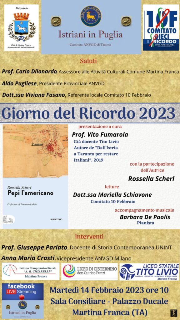 Giorno del ricordo, martedì 14 incontro a Palazzo Ducale sulla tragedia delle foibe e sul drammatico esodo degli italiani dalle terre istriane giuliane e dalmate