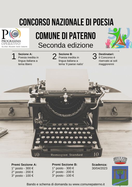 <strong>Seconda edizione del Concorso nazionale di poesia Comune di Paterno.</strong>
