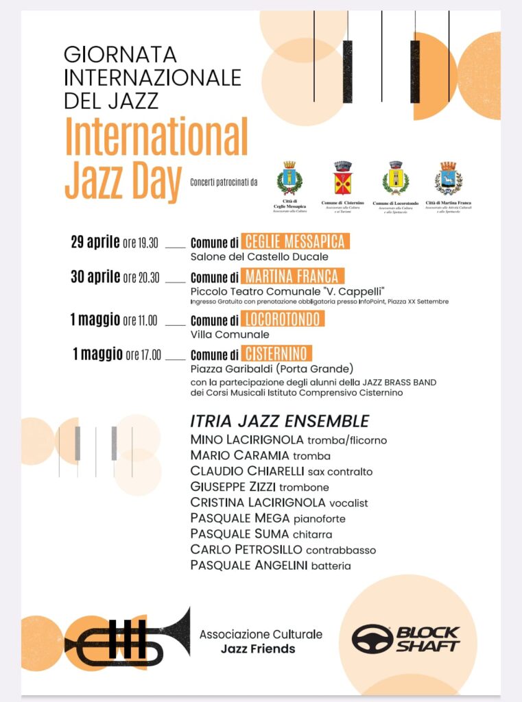 Giornata internazionale del jazz domenica a Martina