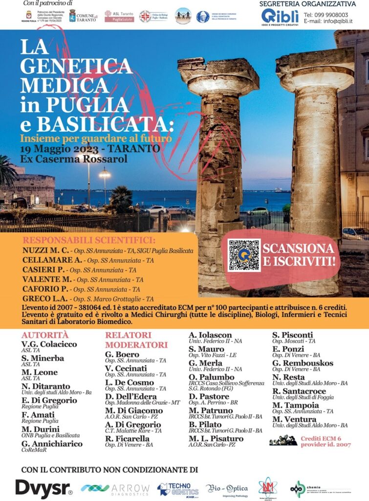 A TARANTO SI PARLA DI GENETICA MEDICA PER GUARDARE ASSIEME AL FUTURO genetica medica