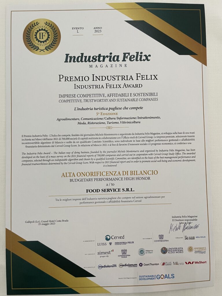 Ancora casi di eccellenza fra le Pmi lucane A Erreffe Progetti il Premio Impresa Ambiente e a Food Service Industria Felix eccellenza