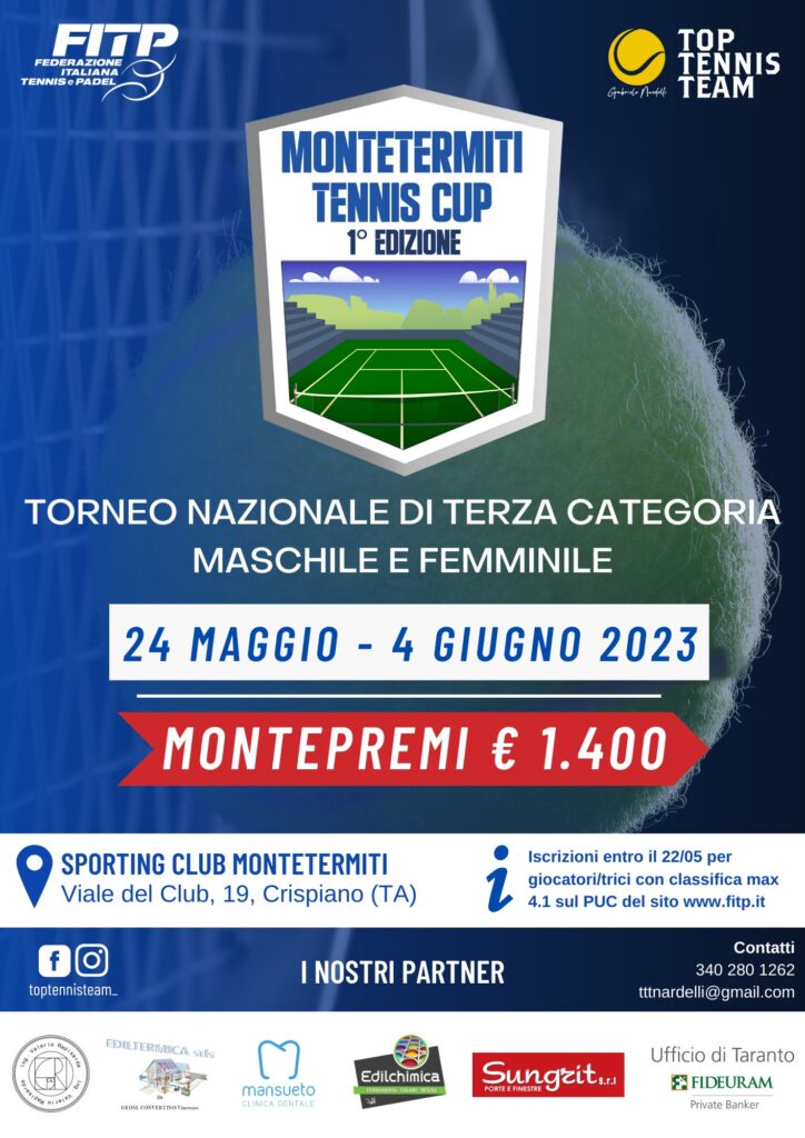 Montetermiti Tennis Cup, a in campo i migliori tennisti di terza categoria tennisti