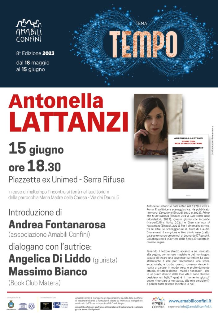 AMABILI CONFINI 2023: giovedì 15 giugno con la scrittrice ANTONELLA LATTANZI