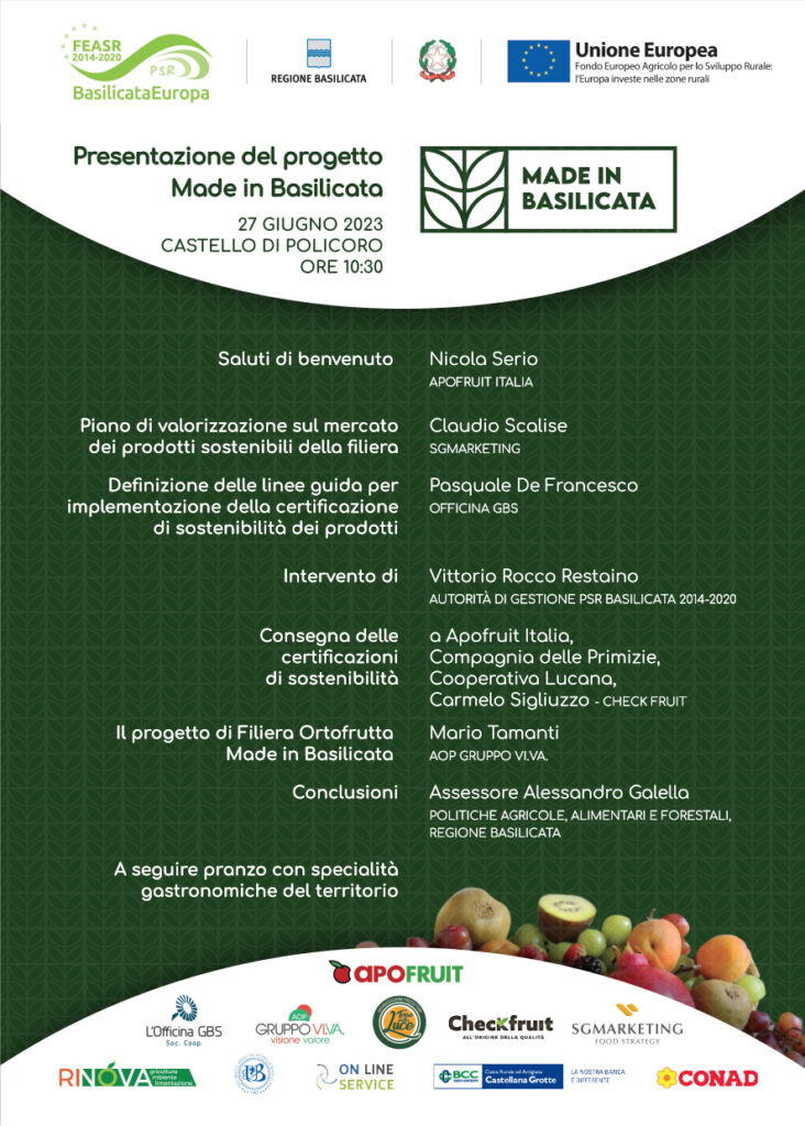 Progetto Ortofrutta Made in Basilicata, un convegno al Castello di Policoro made in basilicata