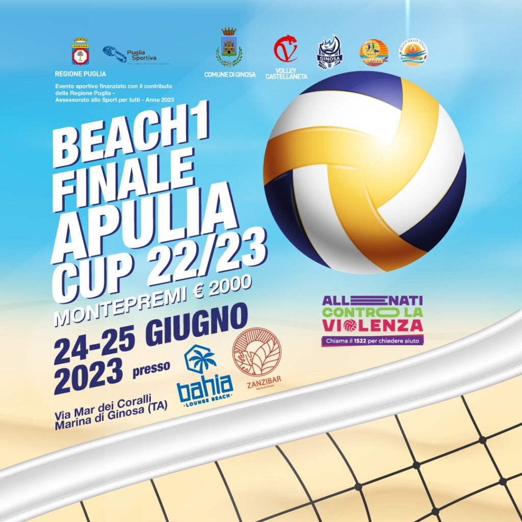 BEACH VOLLEY, A MARINA DI GINOSA TORNA IL TORNEO “BEACH 1 FINALE APULIA CUP 22/23’’ beach volley