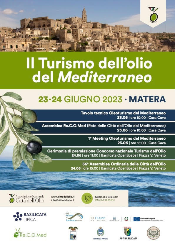 "Il turismo dell'olio" nel Mediterraneo, Matera 23 giugno 2023 c/o Casa Cava mediterraneo