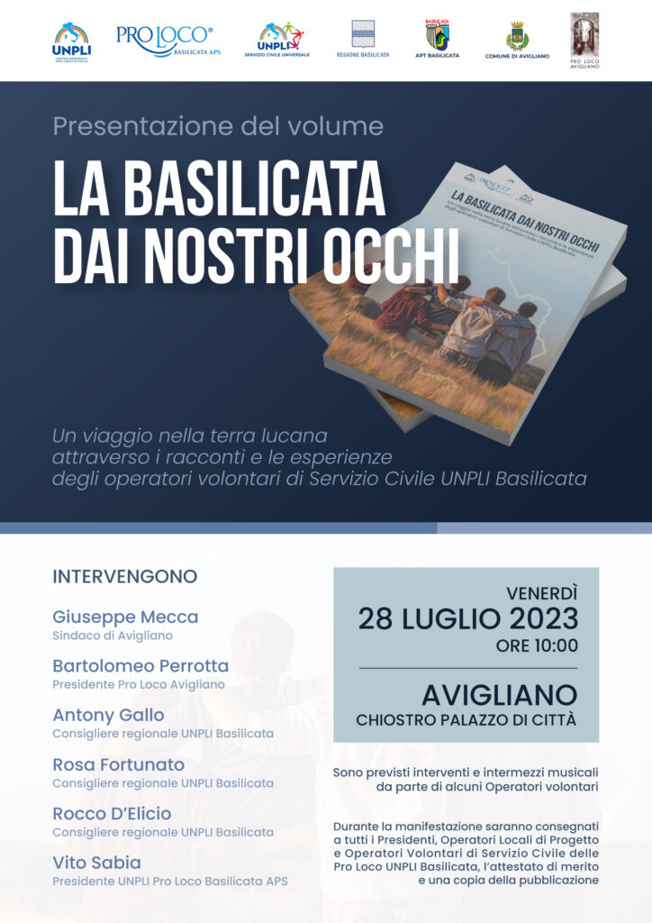 EVENTO DI RILIEVO PER LE PRO LOCO UNPLI DI BASILICATA: PRESENTAZIONE DEL VOLUME "LA BASILICATA DAI NOSTRI OCCHI evento