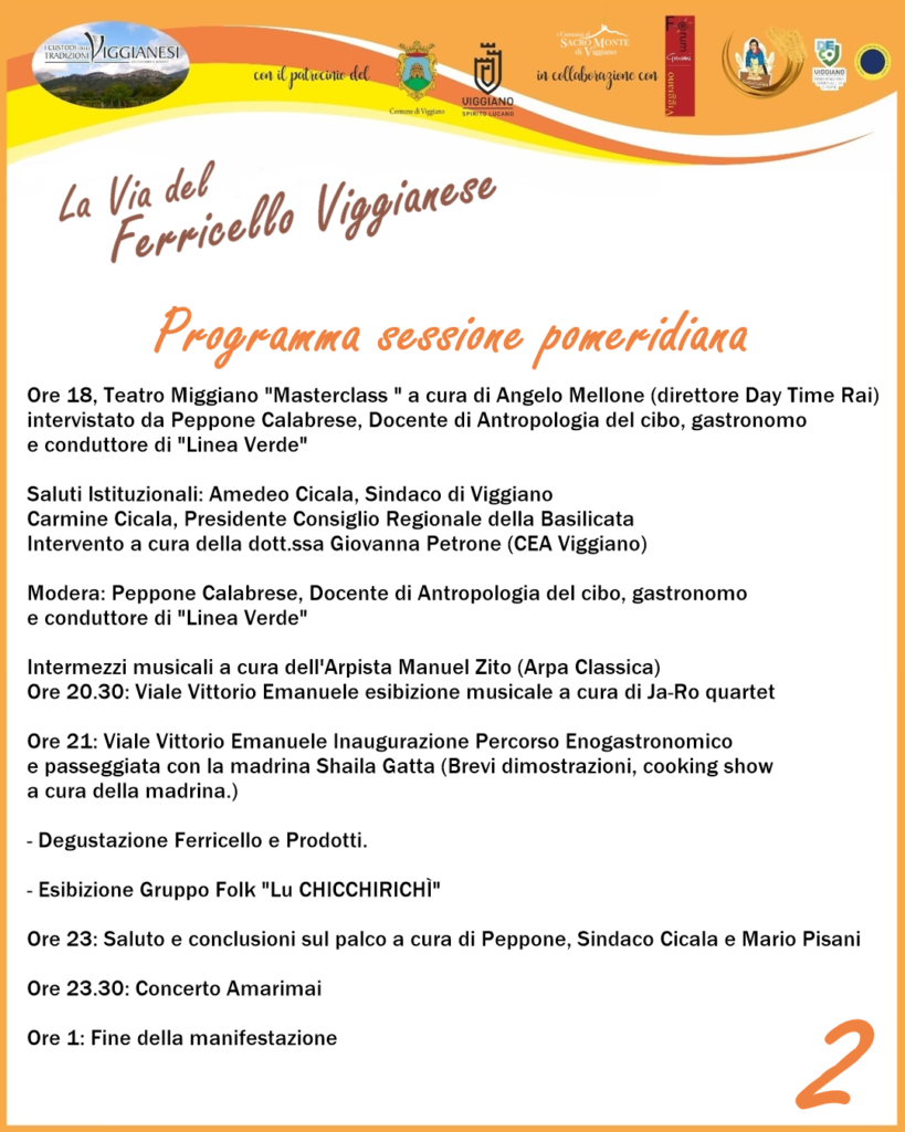 VIGGIANO: Mercoledì 30 Agosto torna la “Festa del Ferricello” Viggianese. festa