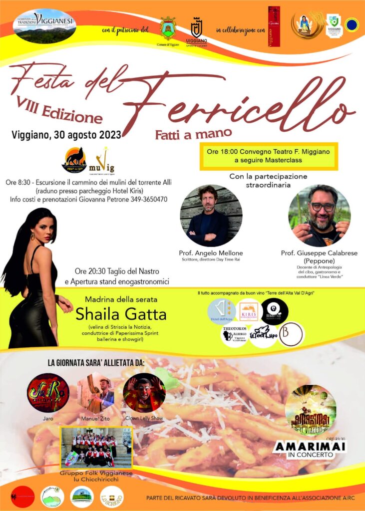 VIGGIANO: Mercoledì 30 Agosto torna la “Festa del Ferricello” Viggianese. festa