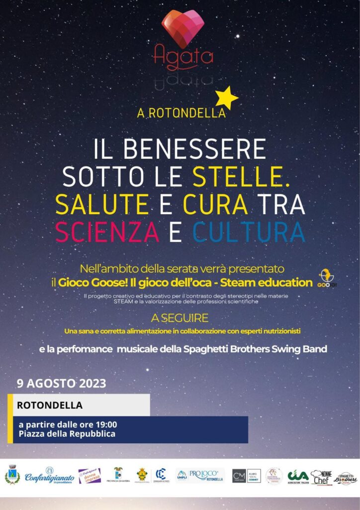 “Il benessere sotto le stelle. Salute e cura tra scienza e cultura”Rotondella, 9 agosto ore 19:00 stelle