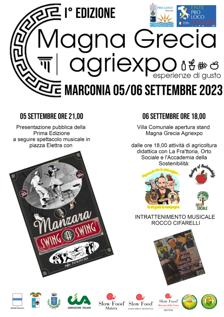 A sostegno dei Comuni della Magna Grecia a Capitale Italiana della Cultura, la prima edizione del Magna Grecia Agriexpo. Il 5 e il 6 settembre a Marconia di Pisticci (MT) comuni