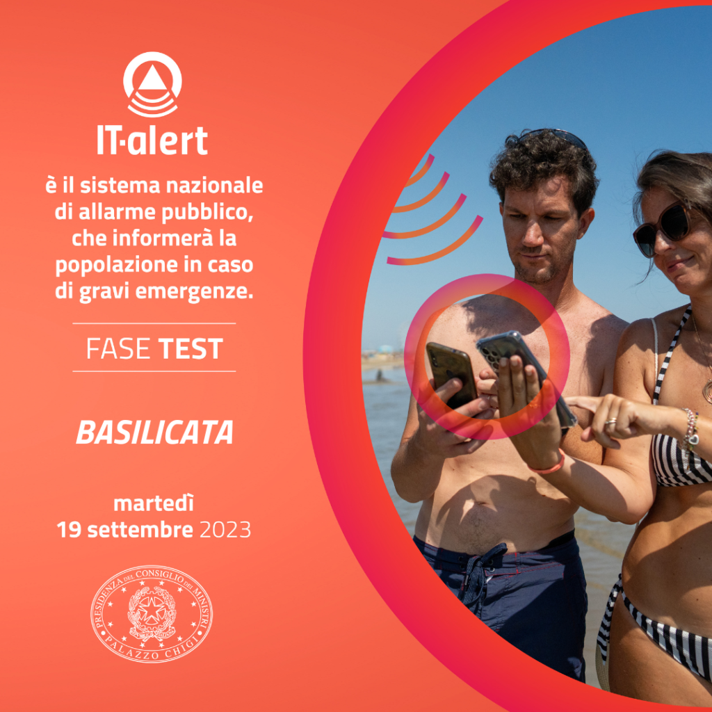 IT-ALERT, AL VIA TEST DEL NUOVO SISTEMA DI ALLARME PUBBLICO IN BASILICATA test