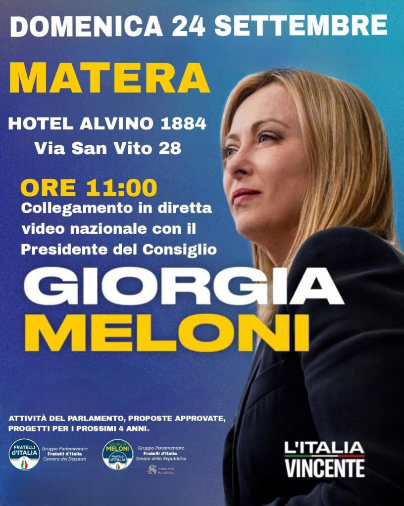 A MATERA DOMENICA ASSEMBLEA REGIONALE FRATELLI D'ITALIA matera