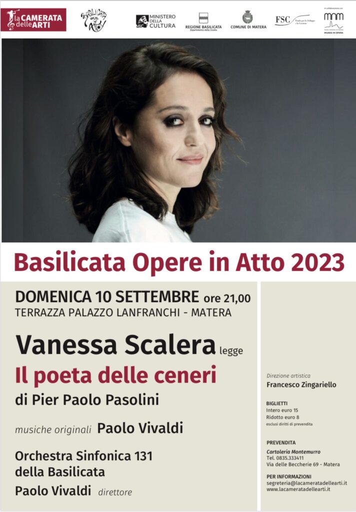 Il 10 settembre 2023 con Vanessa Scalera, un’omaggio a Pier Paolo Pasolini settembre