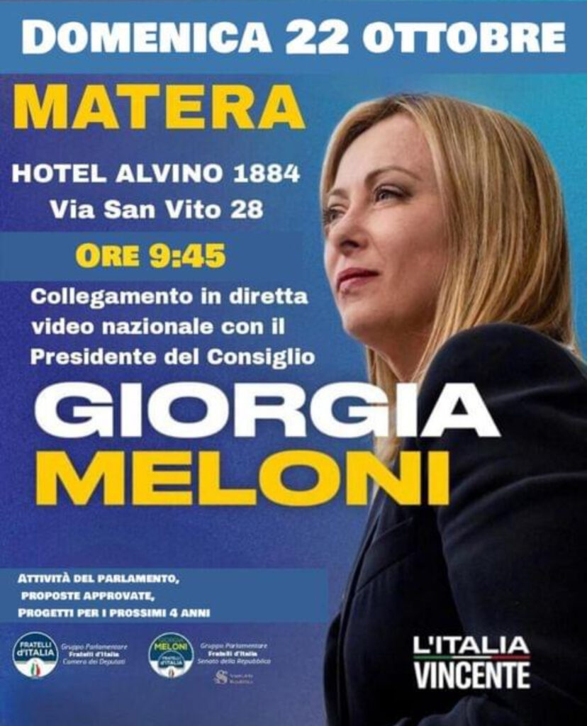 A MATERA DOMENICA ASSEMBLEA REGIONALE FRATELLI D'ITALIA matera