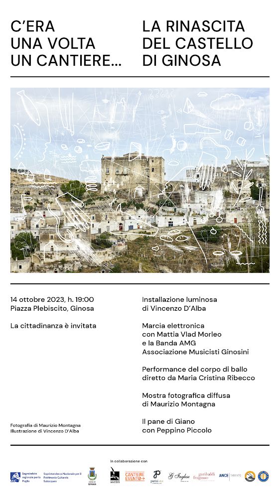 Sabato 14 ottobre Ginosa in festa per l’avvio dei lavori di restauro del Castello castello