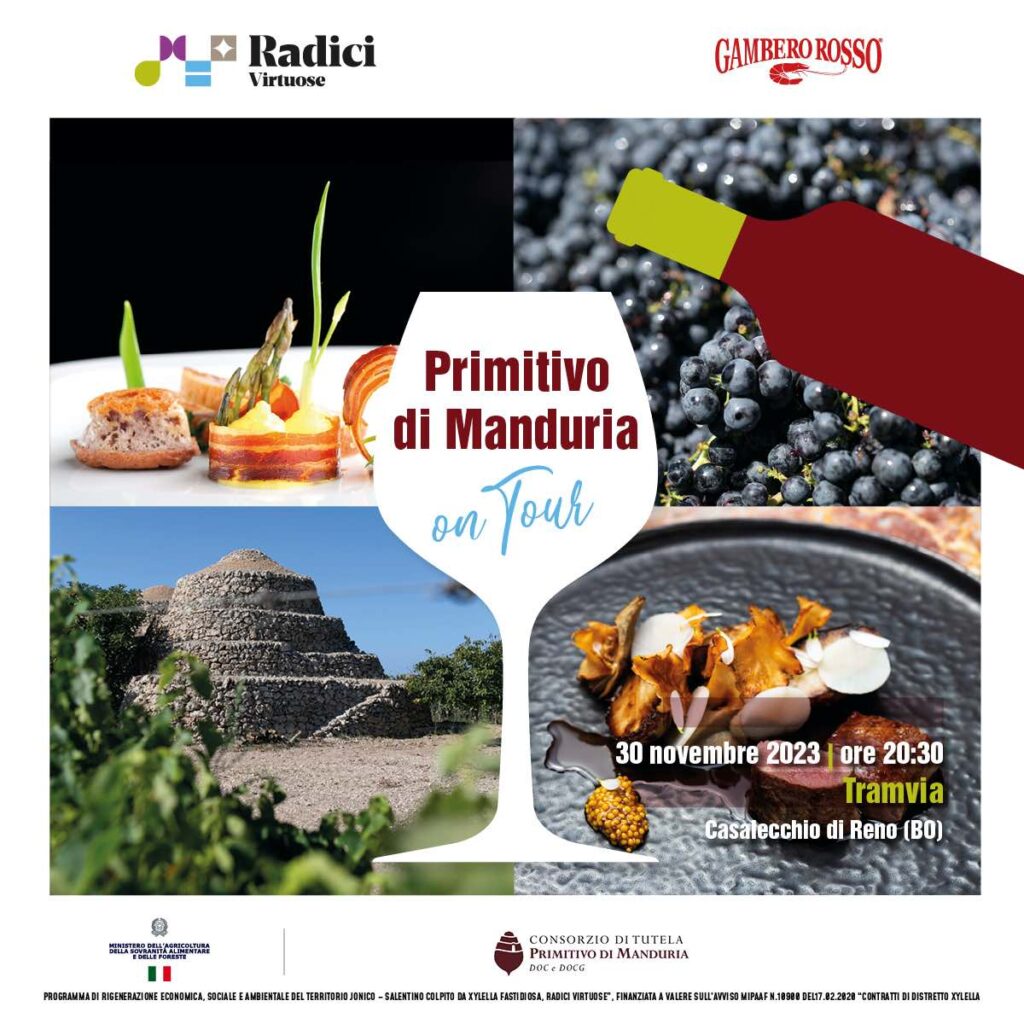 Il "Primitivo di Manduria on Tour" a Bologna. Una serata gourmet firmata dal Consorzio di Tutela e Gambero Rosso primitivo di manduria