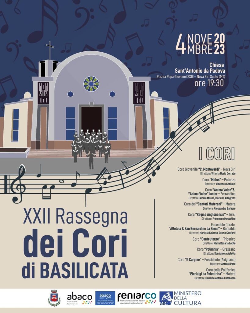 IL 4 NOVEMBRE A NOVA SIRI LA 22ESIMA EDIZIONE DELLA RASSEGNA DEI CORI DI BASILICATA nova siri
