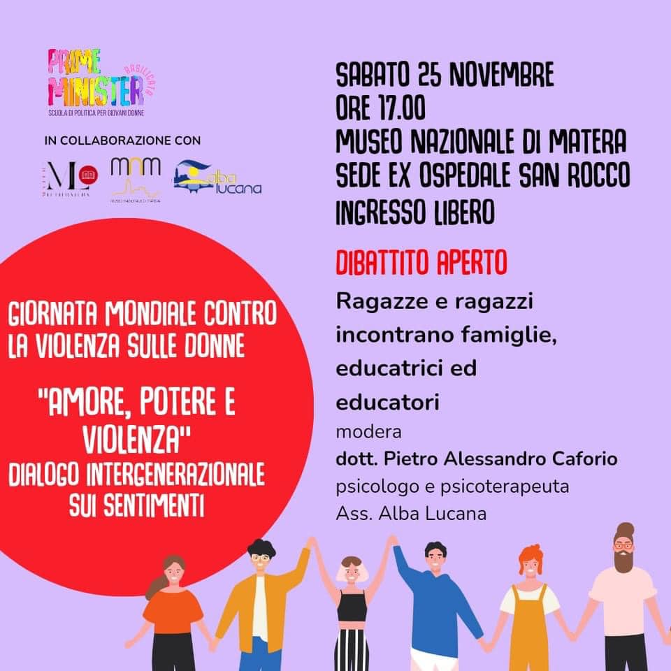 25 novembre e violenza di genere: Prime Minister Basilicata promuove un dialogo intergenerazionale sui sentimenti