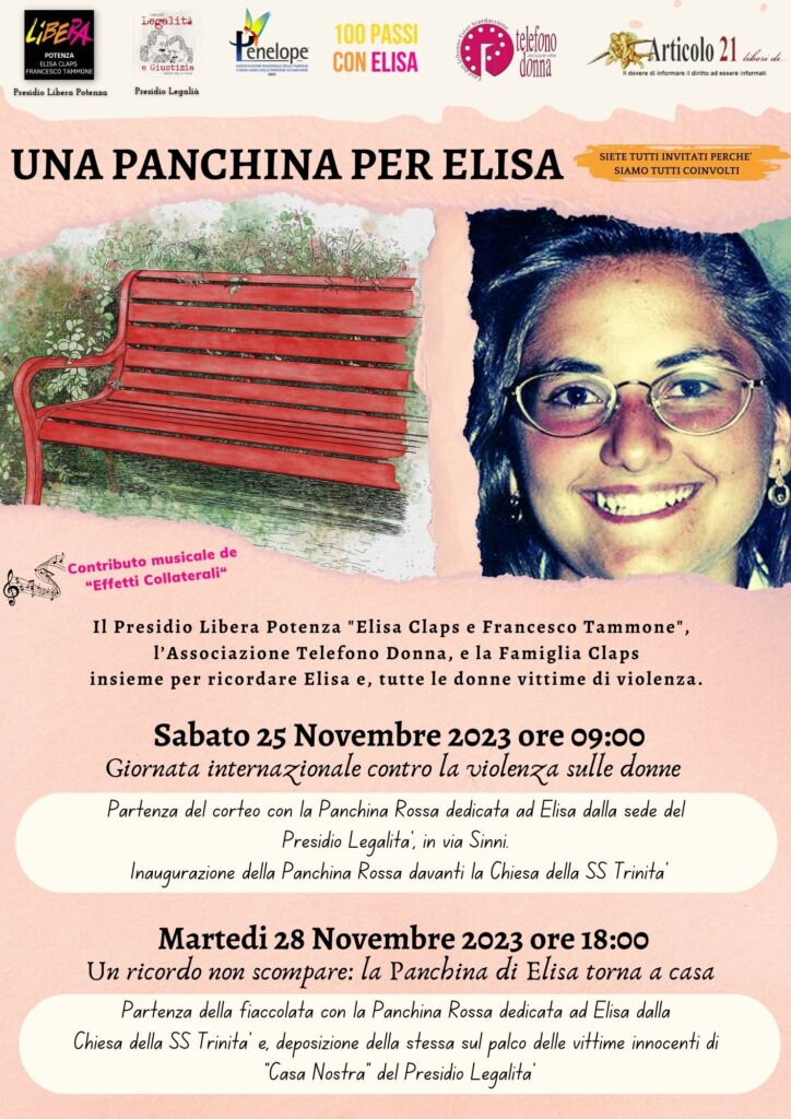 Una Panchina Rossa per Elisa elisa,panchina