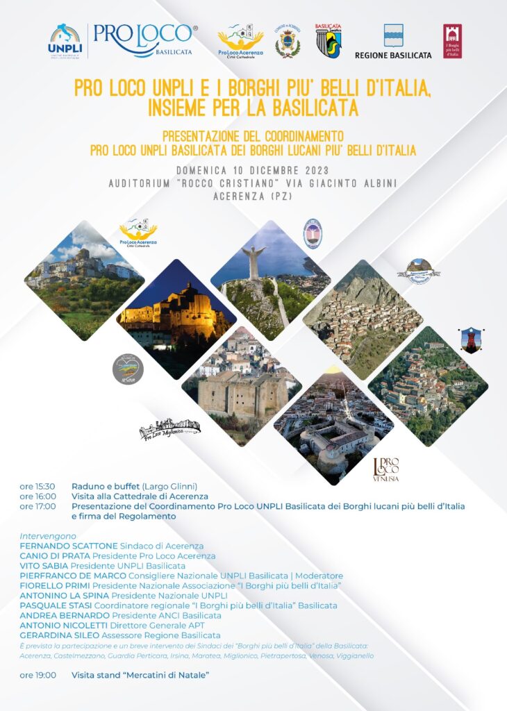 Nasce il Coordinamento Pro Loco UNPLI Basilicata de “I Borghi Più Belli d’Italia” lucani. coordinamento,basilicata