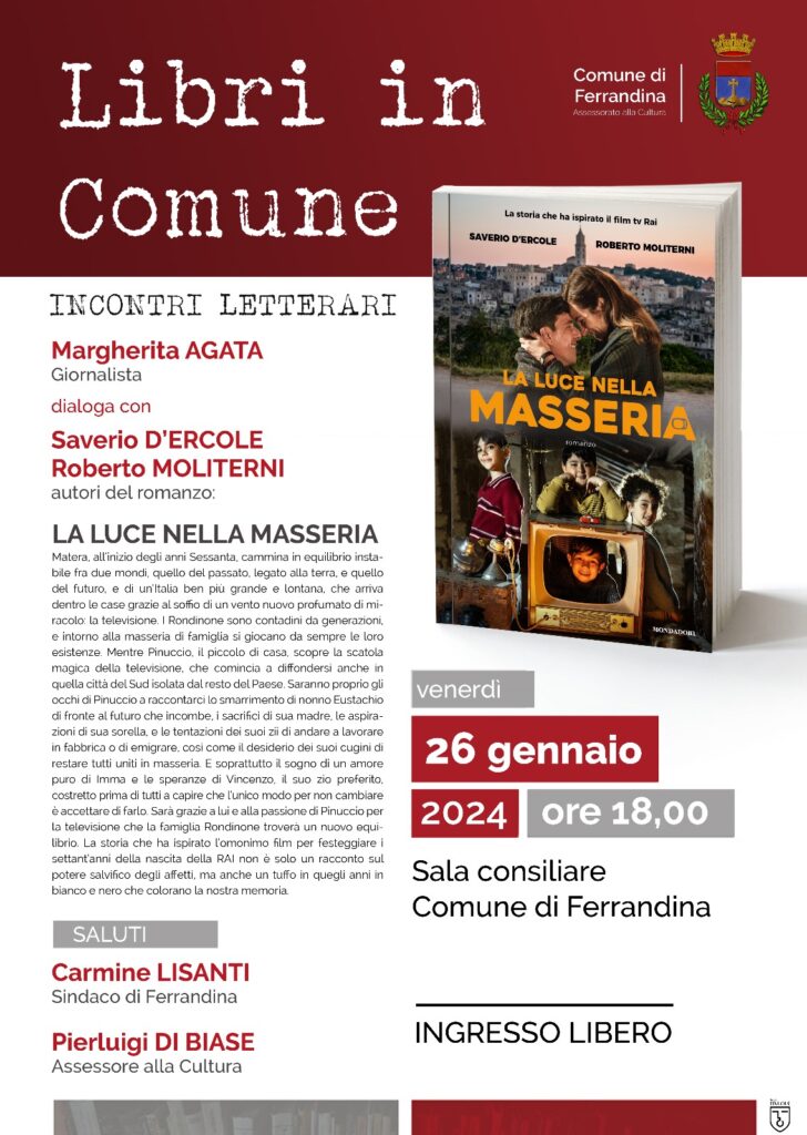 “La luce nella masseria”, a Ferrandina incontro con gli autori Saverio D’Ercole e Roberto Moliterni moliterno,ferrandina