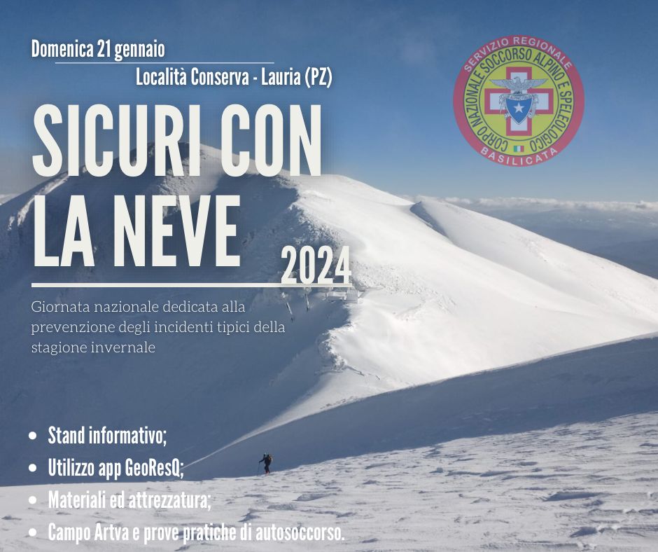 Il Soccorso Alpino e Speleologico di Basilicata aderisce alla giornata nazionale «Sicuri con la neve» soccorso,basilicata