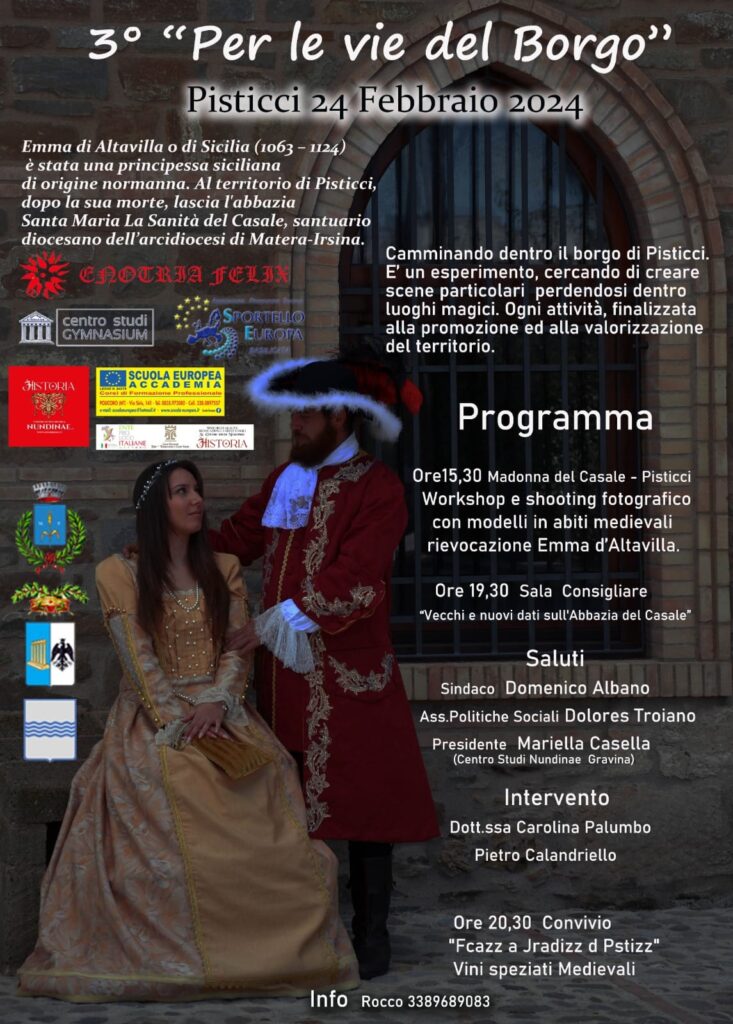 PISTICCI. SABATO 24 FEBBRAIO 3° EDIZIONE PER LE VIE DEL BORGO, ORGANIZZATO DA ENOTRIA FELIX Borgo,enotria