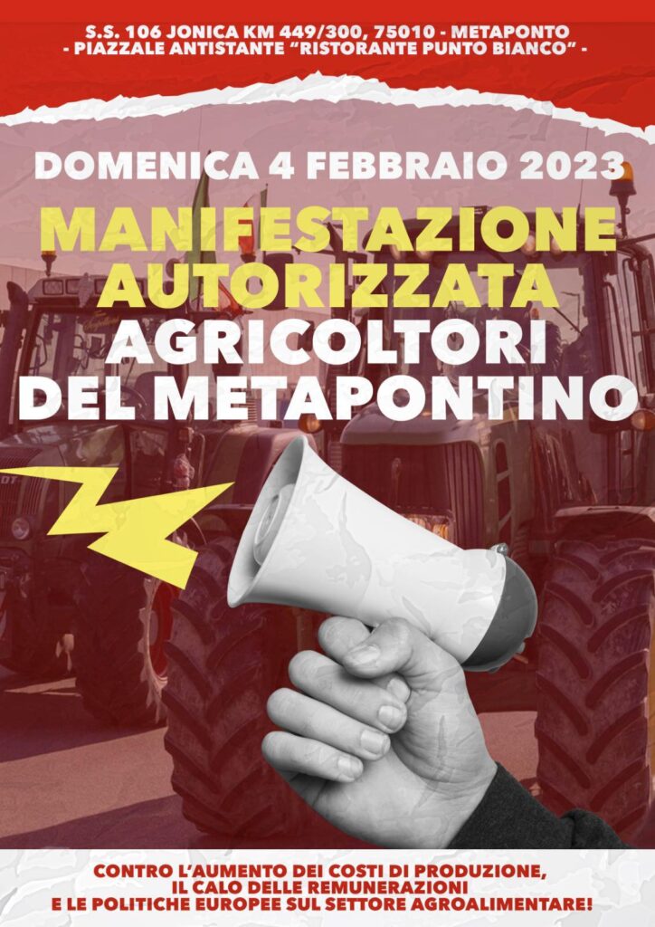 PRESIDIO AGRICOLTORI DEL METAPONTINO domenica 4 febbraio 2024 agricoltori