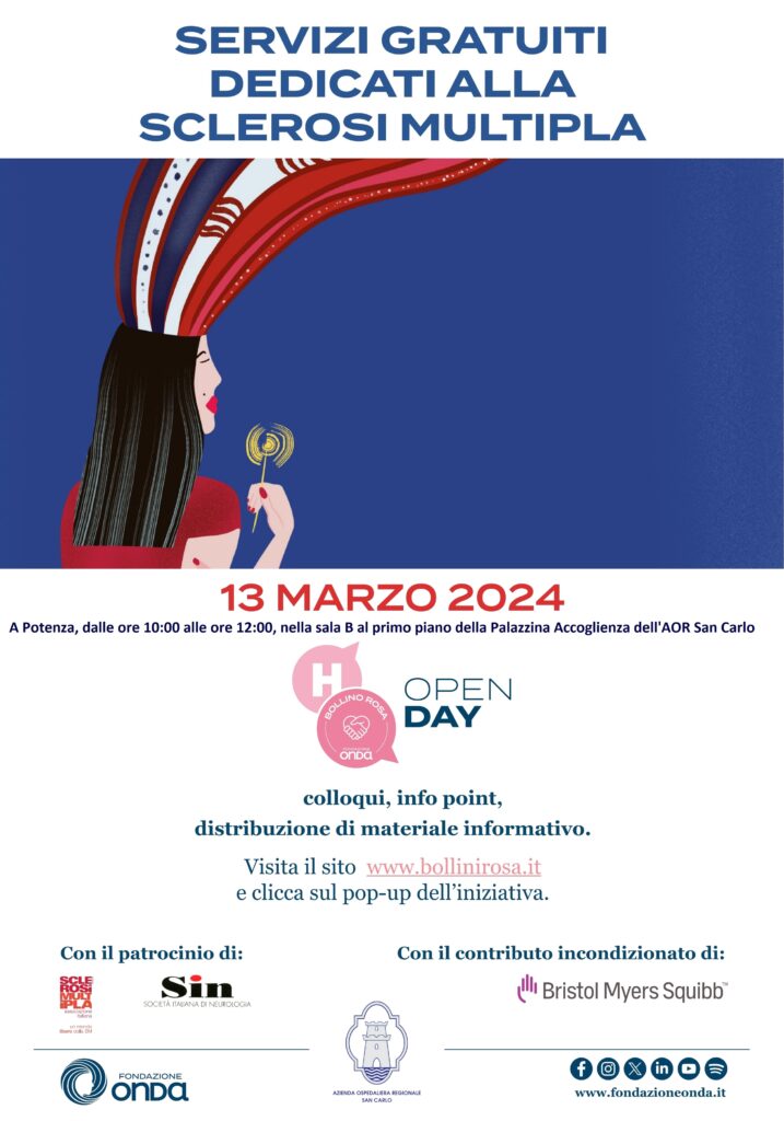 Fondazione Onda e Aor San Carlo a fianco delle donne con sclerosi multipla: il 13 marzo porte aperte nell'ospedale di Potenza del network nazionale Bollino Rosa fondazione