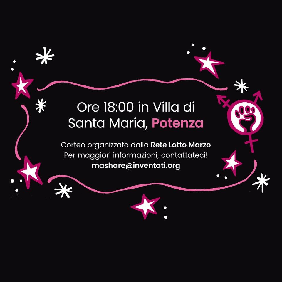 Passeggiata rumorosa contro la violenza patriarcale: l’8 marzo a Potenza corteo transfemminista. passeggiata,violenza