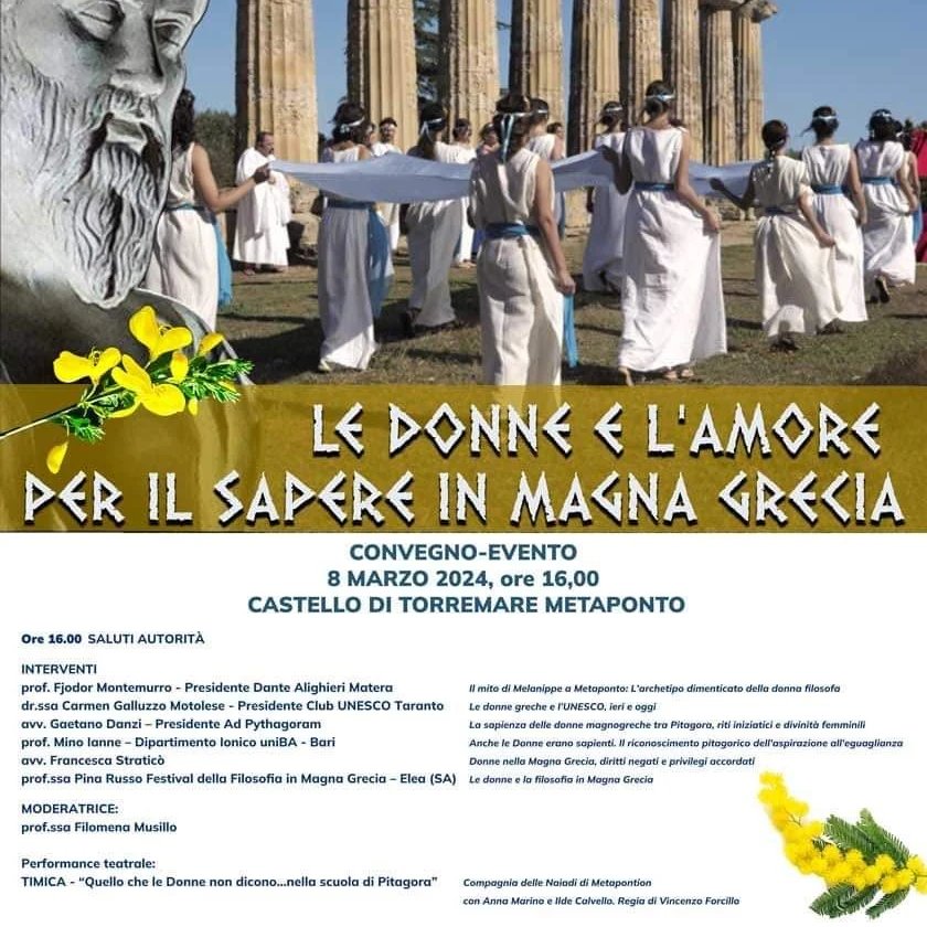 L’8 marzo 2024, alle ore 16.00, NELLA SPLENDIDA CORNICE DEL CASTELLO DI TORREMARE a METAPONTO