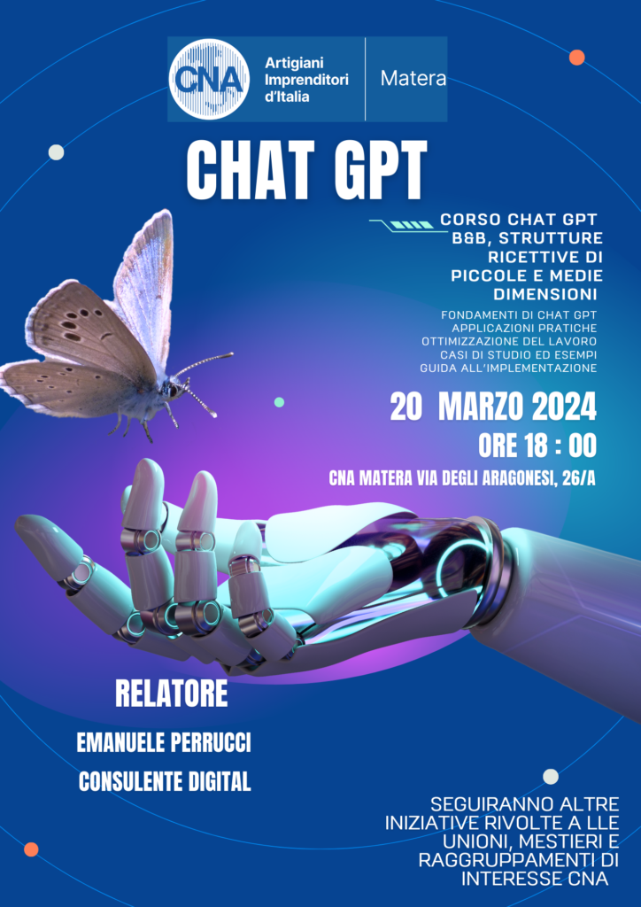 CNA, Seminario sulla Intelligenza Artificiale: applicazioni pratiche e guide all'implementazione di Chat GPT. seminario