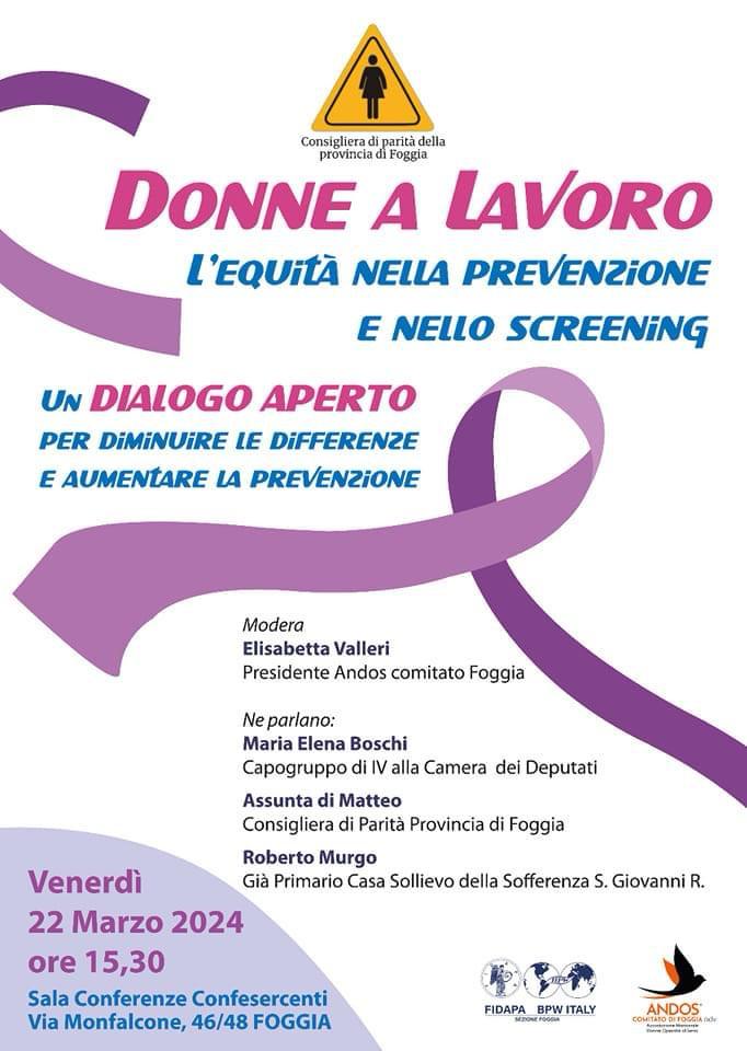 DONNE A LAVORO: L’EQUITÀ NELLA PREVENZIONE E NELLO SCREENING