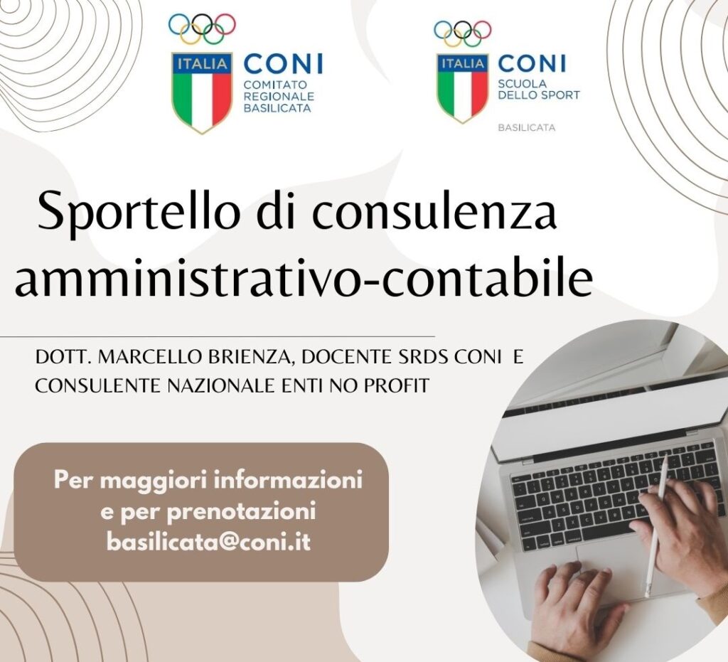 Presso il CONI Basilicata uno sportello di consulenza amministrativo-contabile basilicata