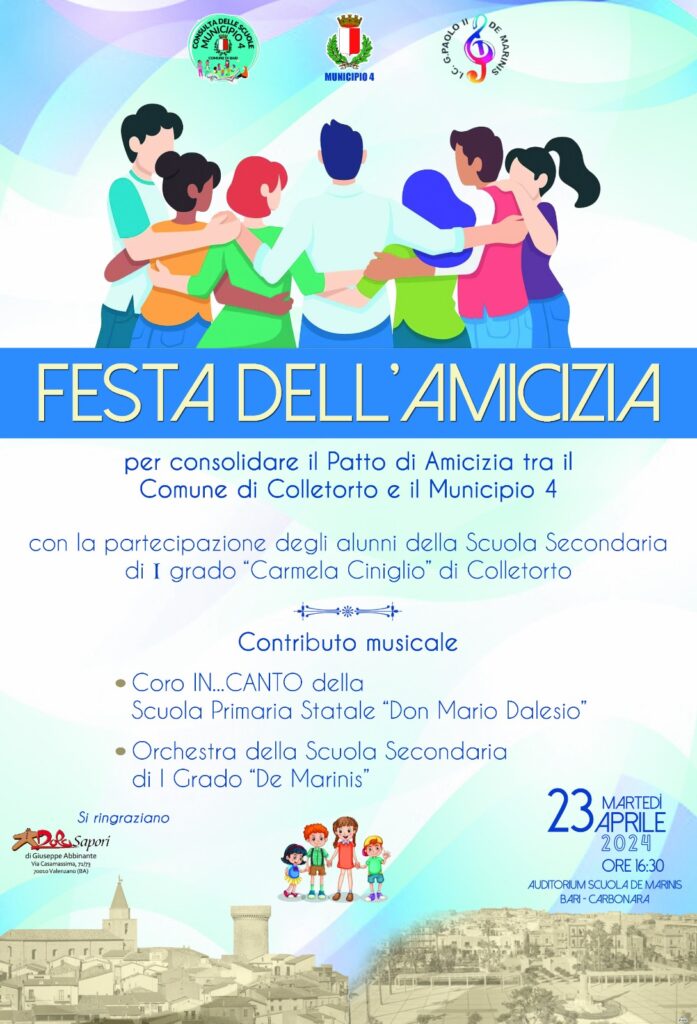 DOMANI LA FESTA DELL’AMICIZIA PER RINSALDARE IL LEGAME TRA IL MUNICIPIO IV E IL COMUNE MOLISANO DI COLLE TORTO festa