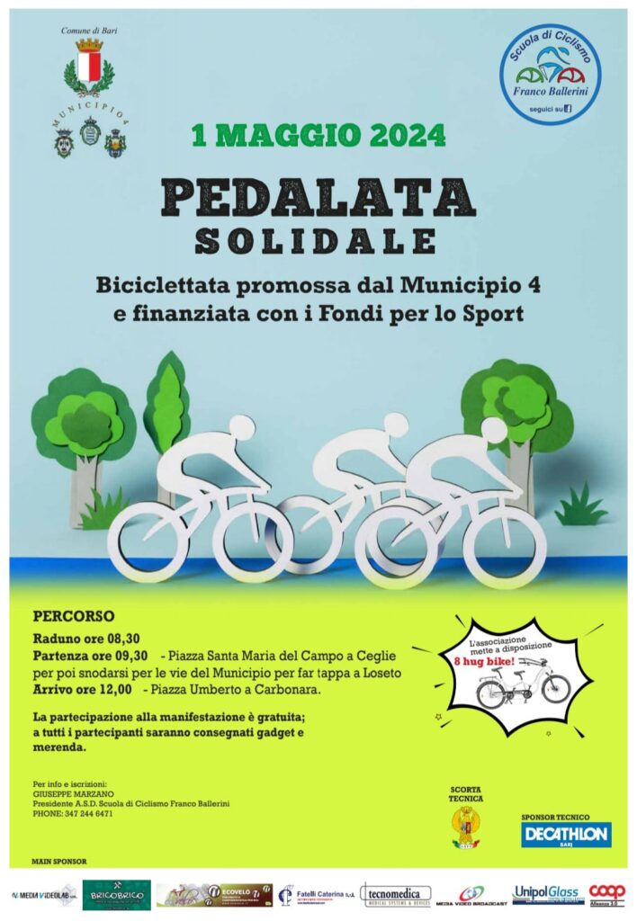 DOMANI LA “PEDALATA SOLIDALE” E INCLUSIVA ORGANIZZATA DAL MUNICIPIO IV E DALL’ASD SCUOLA DI CICLISMO FRANCO BALLERINI pedalata,ballerini