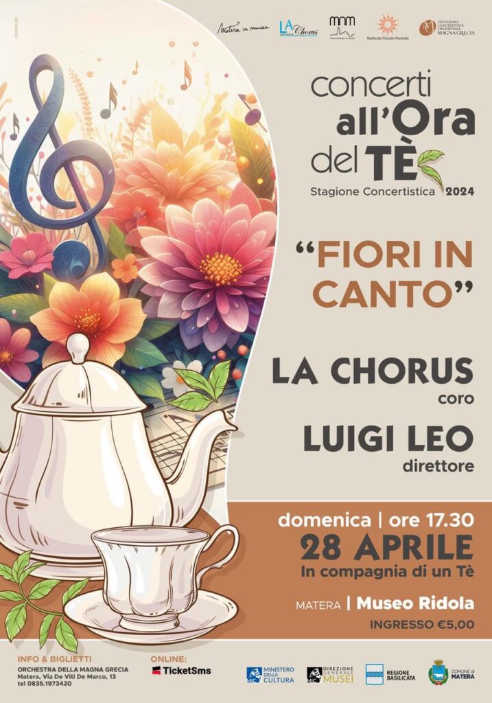 “Fiori in canto” LA Chorus diretto da Luigi Leo Domenica 28 aprile 2024, ore 17.30 Museo Nazionale di Matera